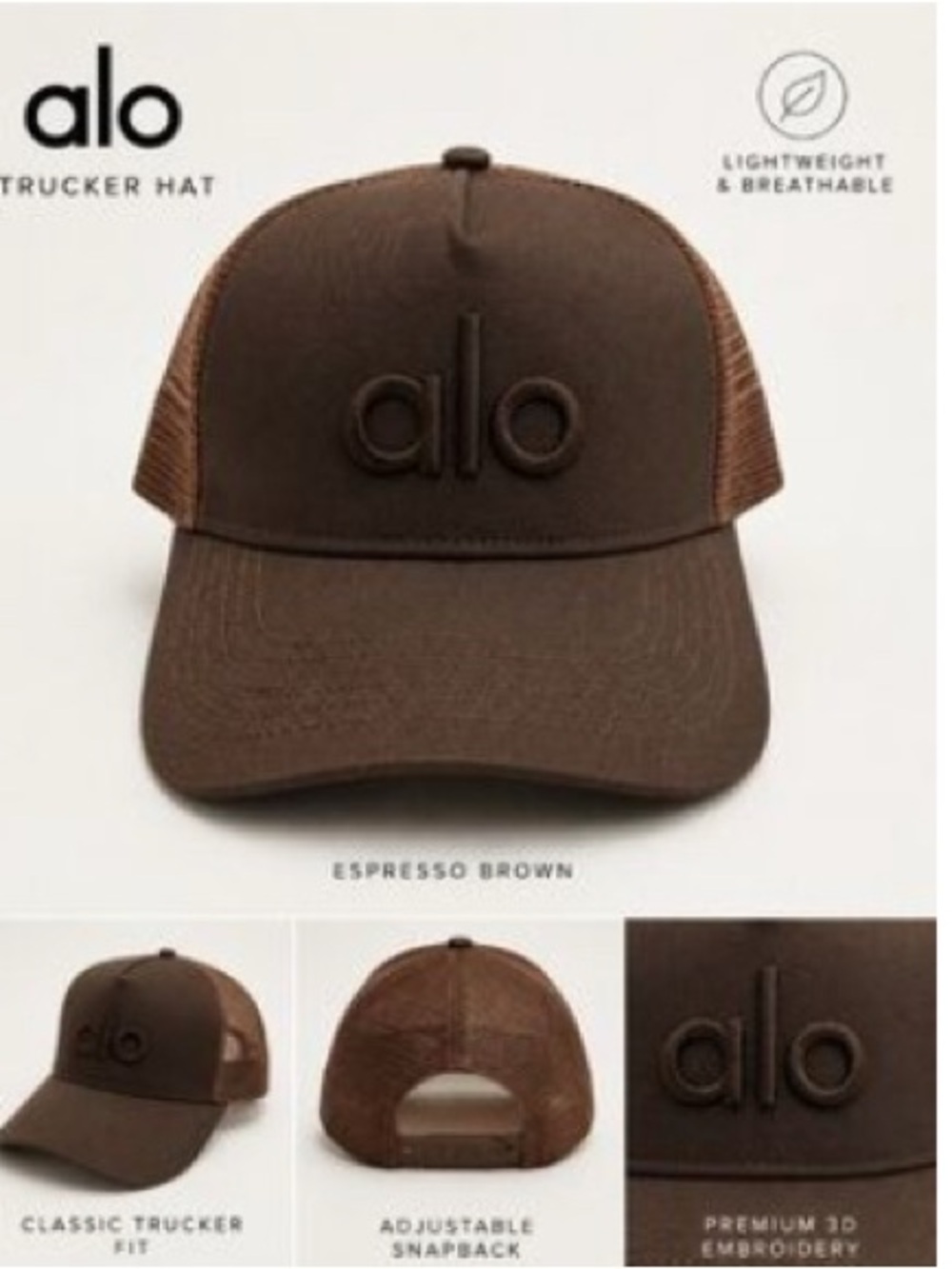 ALO Yoga Men's Brown Mesh Trucker Hat